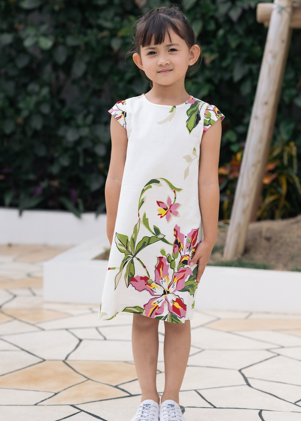 かりゆしウェア（沖縄版アロハシャツ） MAJUN - ポッピングツリー（キッズワンピース）