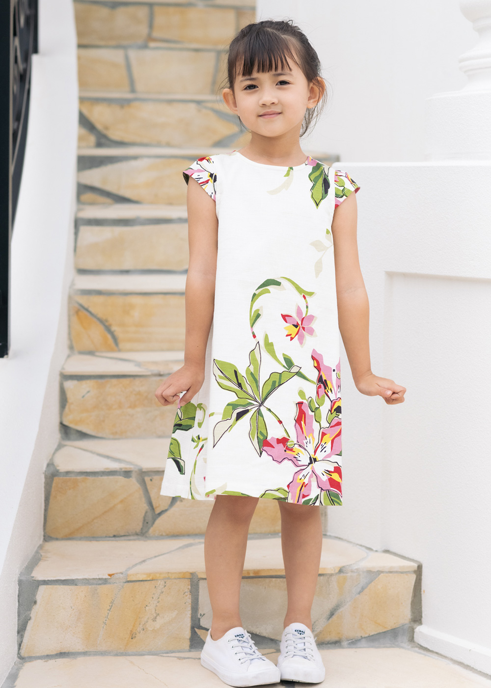 かりゆしウェア（沖縄版アロハシャツ） MAJUN - ポッピングツリー（キッズワンピース）