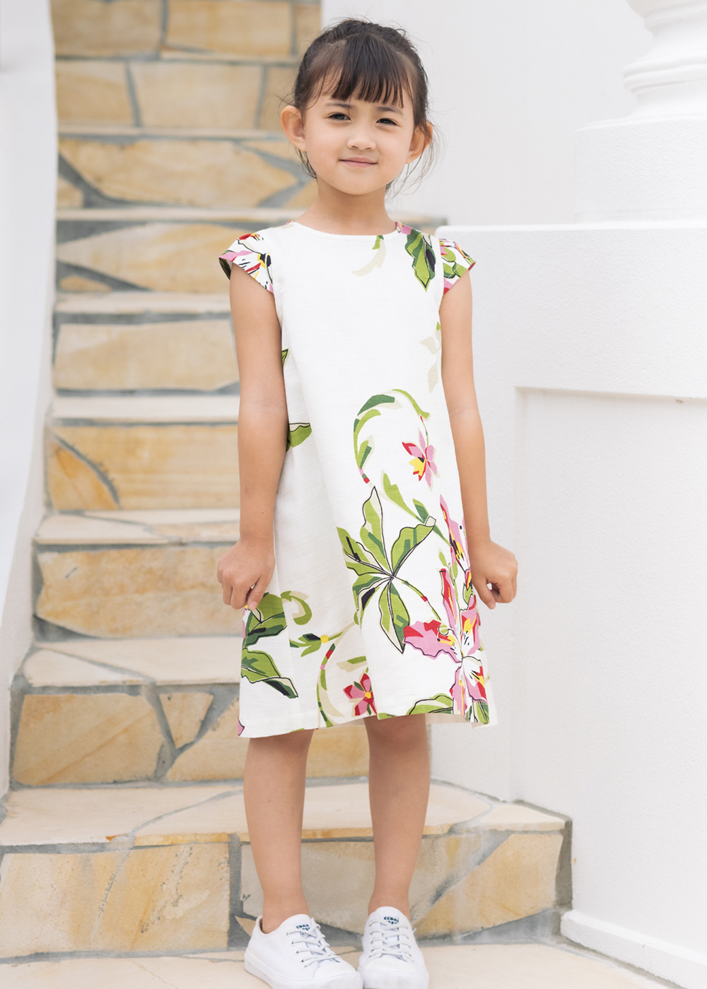 かりゆしウェア（沖縄版アロハシャツ） MAJUN - ポッピングツリー（キッズワンピース）