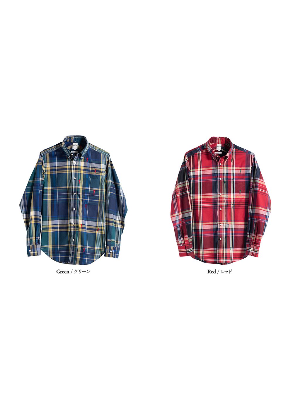 かりゆしウェア（沖縄版アロハシャツ） MAJUN - マドラスチェックカチャーシー L/S