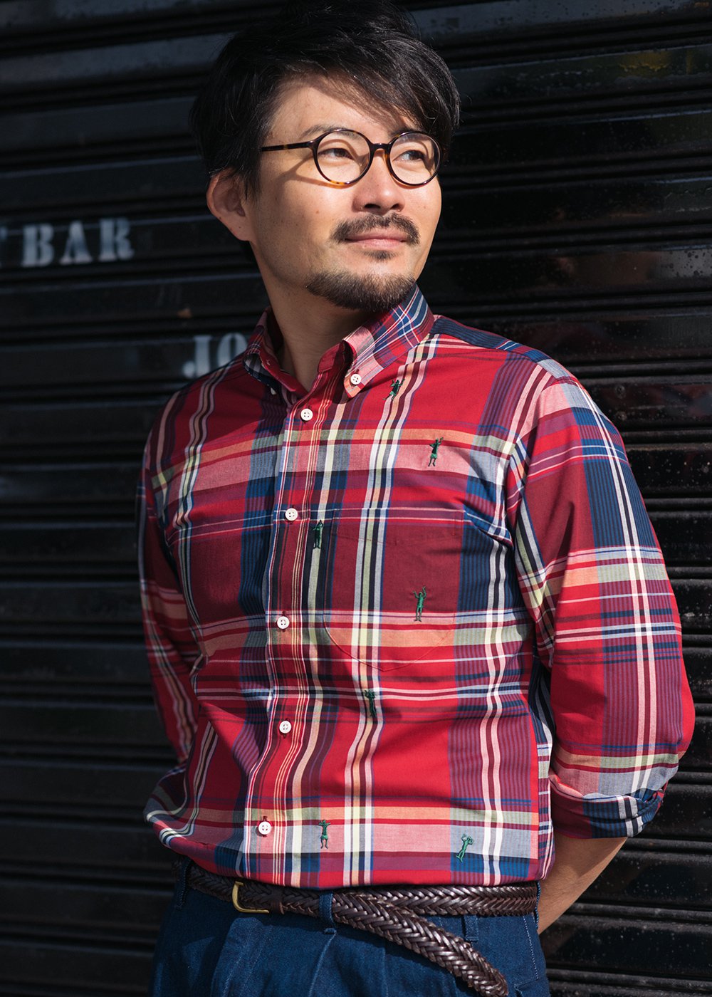 かりゆしウェア（沖縄版アロハシャツ） MAJUN - マドラスチェックカチャーシー L/S