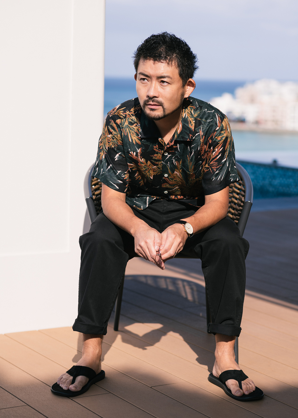 かりゆしウェア（沖縄版アロハシャツ） MAJUN - クロトンフレイム