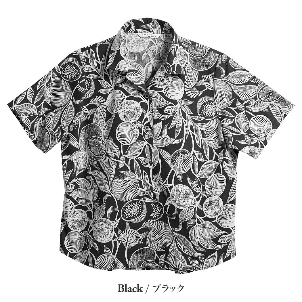 かりゆしウェア（沖縄版アロハシャツ） MAJUN - クラッシーフルーツ （レディース/開襟）