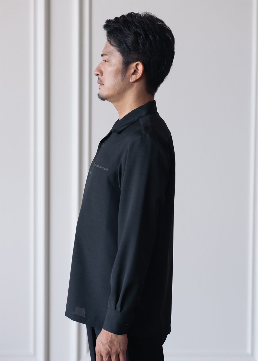 かりゆしウェア（沖縄版アロハシャツ） MAJUN - 燕に牡丹 L/S（開襟）
