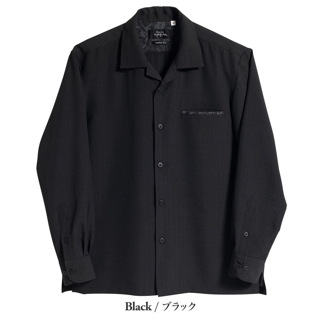 かりゆしウェア（沖縄版アロハシャツ） MAJUN - 燕に牡丹 L/S（開襟）