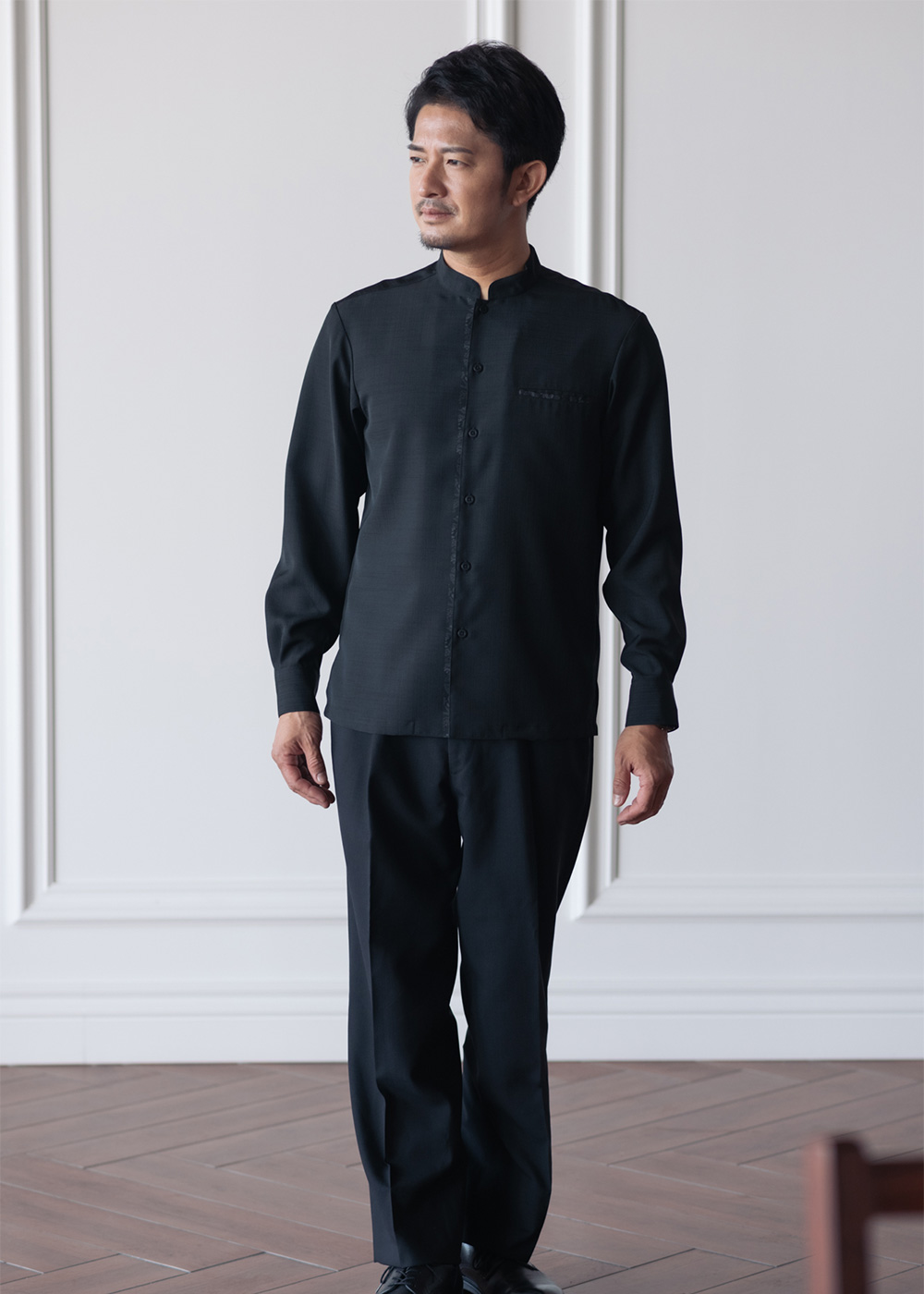 かりゆしウェア（沖縄版アロハシャツ） MAJUN - 燕に牡丹 L/S（マオカラー）