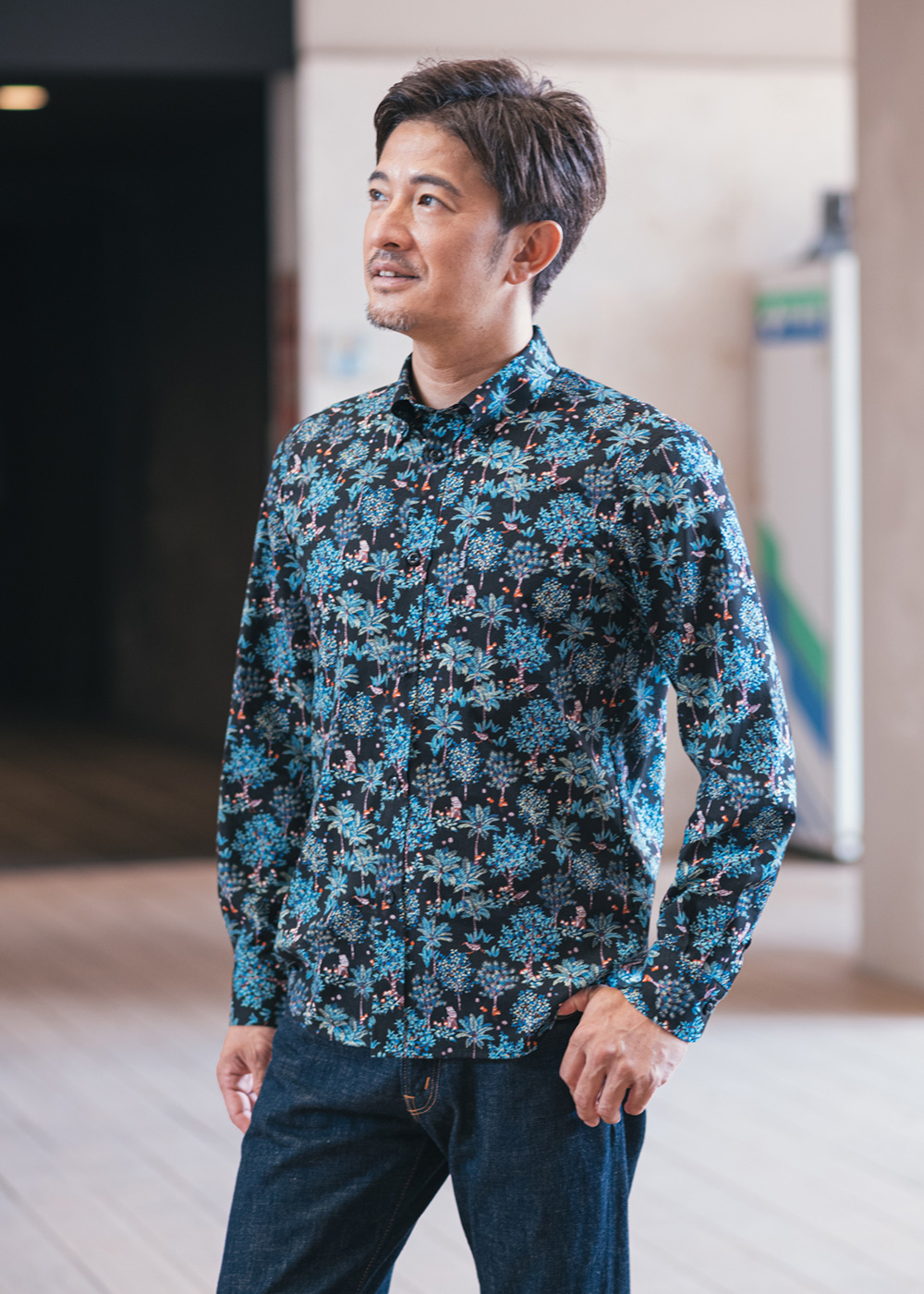 かりゆしウェア（沖縄版アロハシャツ） MAJUN - ジャングルプローラー L/S