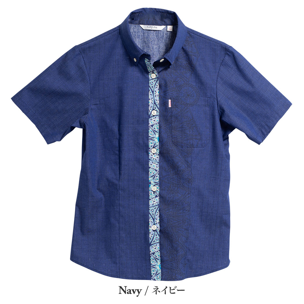 かりゆしウェア（沖縄版アロハシャツ） MAJUN - プリズムアイリス