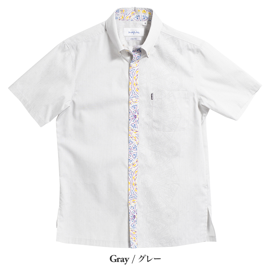 かりゆしウェア（沖縄版アロハシャツ） MAJUN - プリズムアイリス