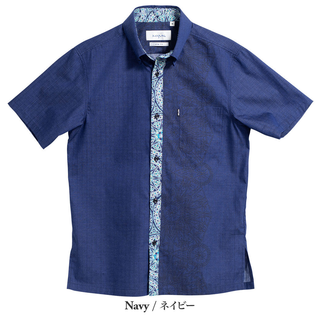 かりゆしウェア（沖縄版アロハシャツ） MAJUN - プリズムアイリス