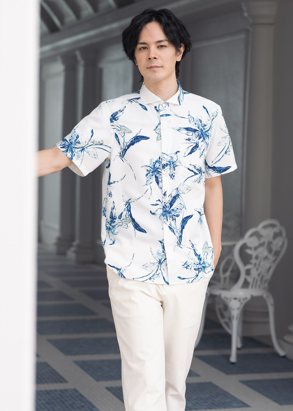 かりゆしウェア（沖縄版アロハシャツ） MAJUN - オルフィリスグリス