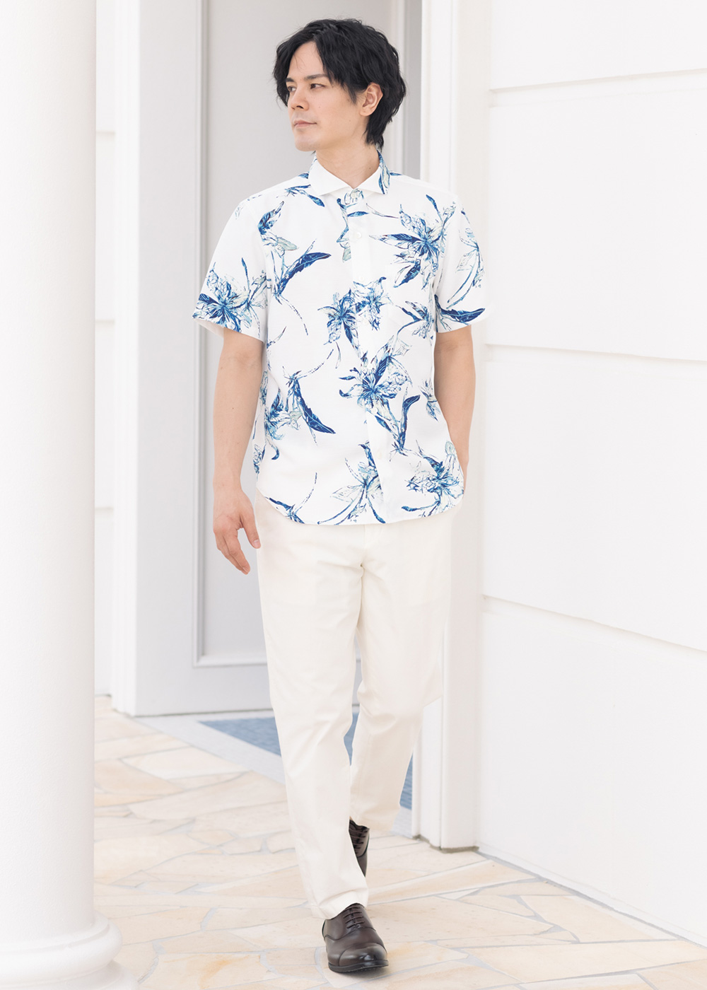 かりゆしウェア（沖縄版アロハシャツ） MAJUN - オルフィリスグリス