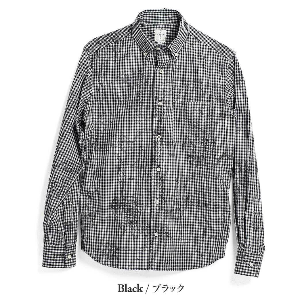 希少　完売品　MADISONBLUE ギンガムチェック柄 ロゴ刺繍　長袖シャツ シンコウセンギンガムチェック（長袖） | かりゆしウェア（沖縄版
