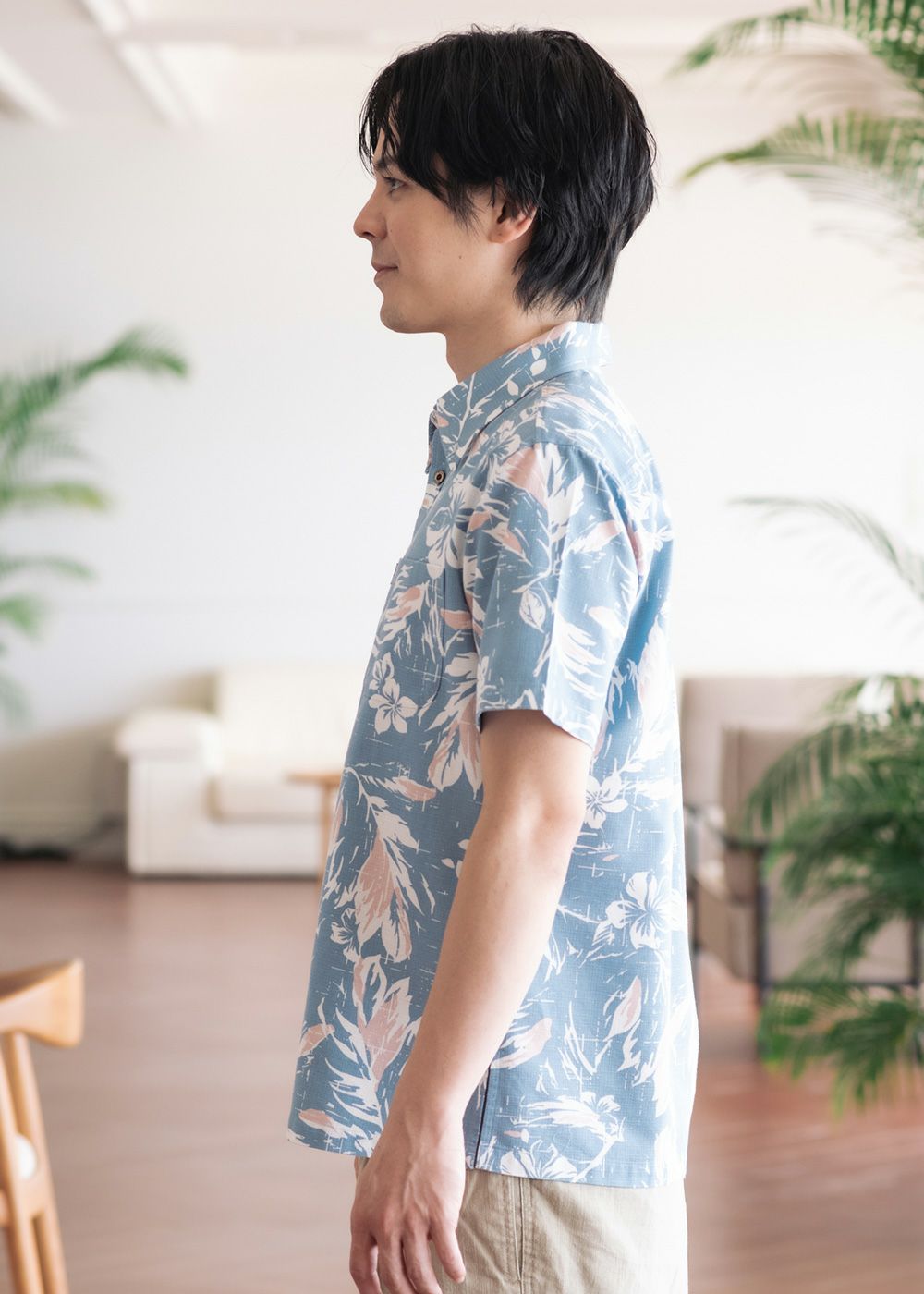 メンズ　かりゆし　木Bocca花（ボッカ）　Mサイズ ミッドサマーブーケ | かりゆしウェア（沖縄版アロハシャツ）専門店