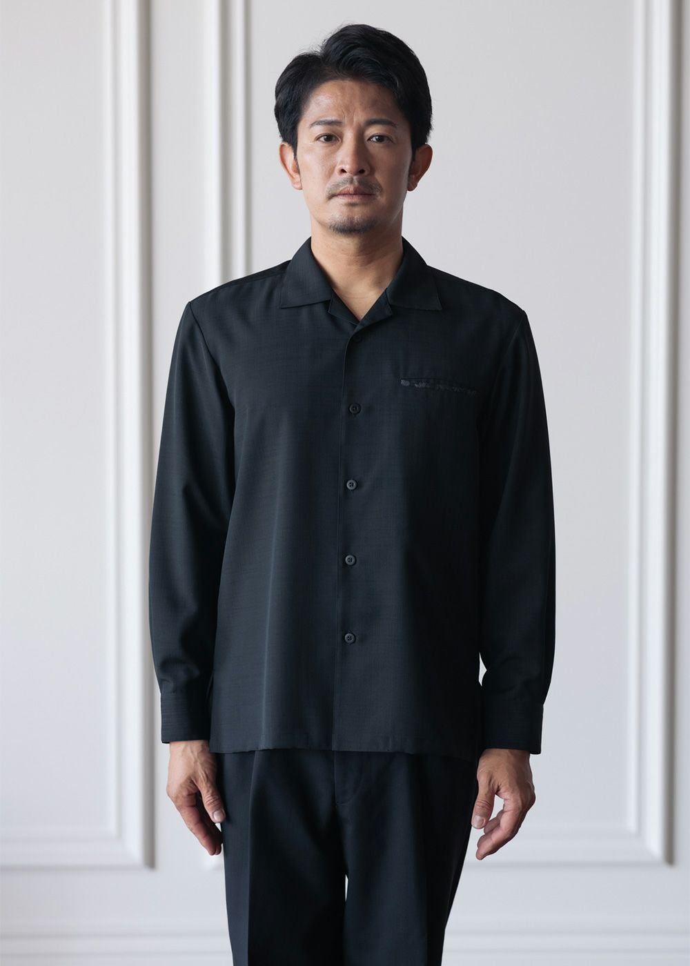 燕に牡丹 L/S（開襟） | かりゆしウェア（沖縄版アロハシャツ）専門店