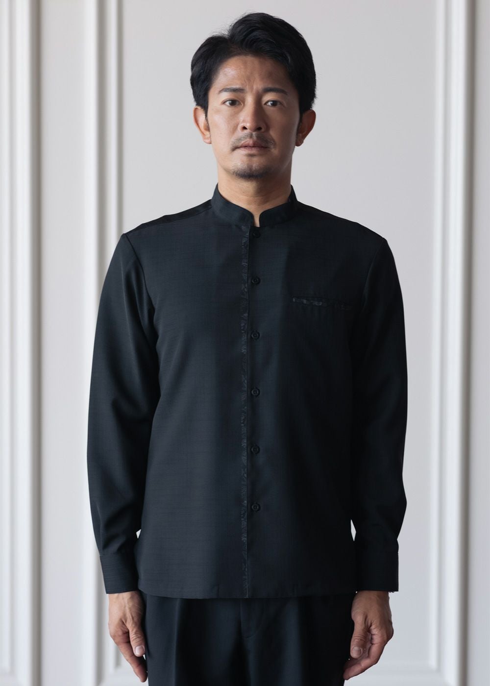 燕に牡丹 L/S（マオカラー） | かりゆしウェア（沖縄版アロハシャツ