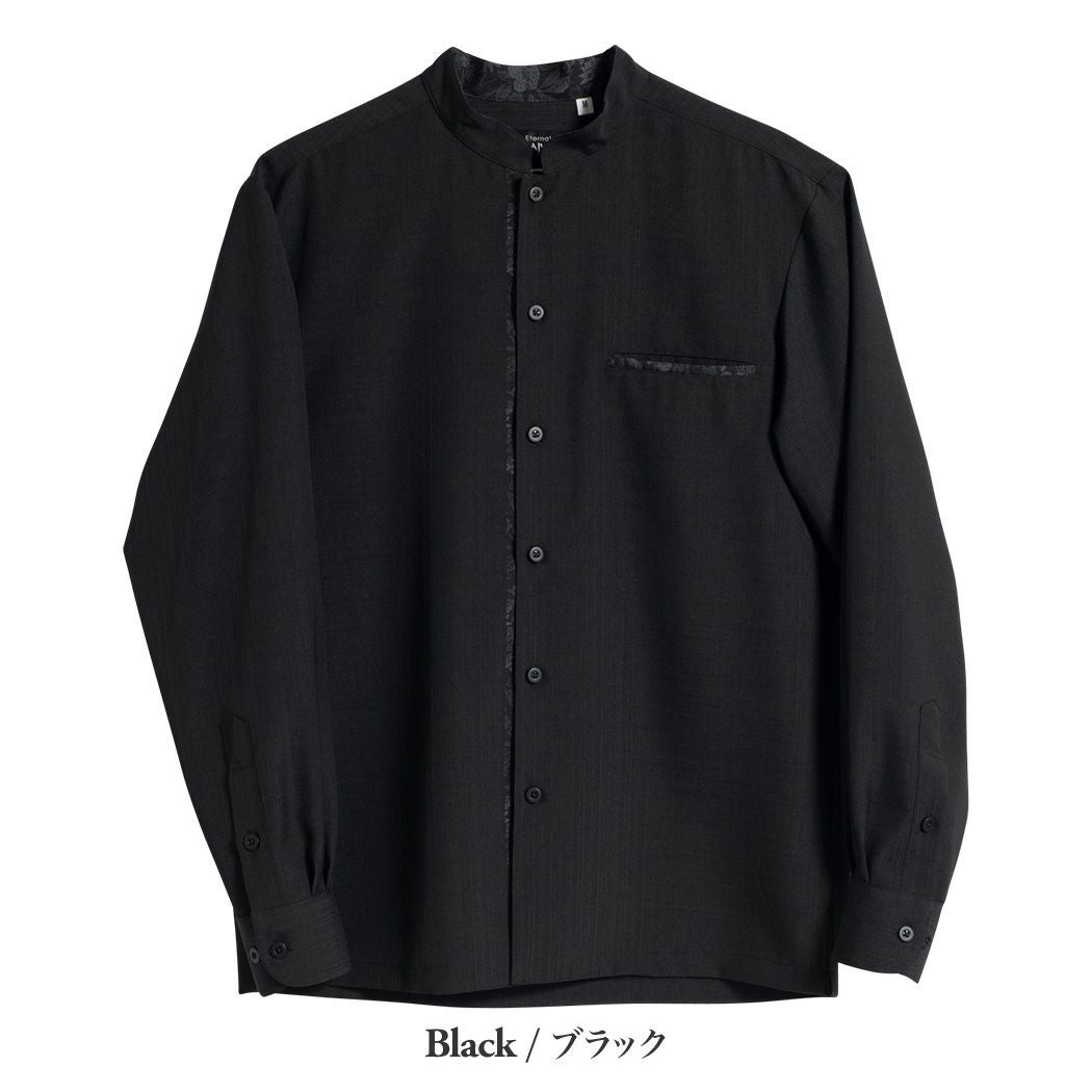 燕に牡丹 L/S（マオカラー） | かりゆしウェア（沖縄版アロハシャツ