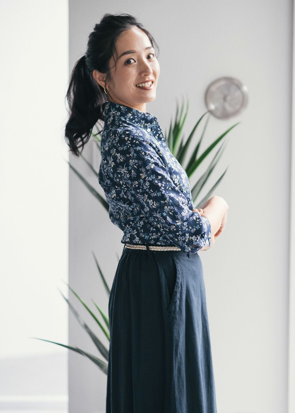レディース　かりゆしウェア　Lサイズ　MAJUN 沖縄 うりずんガーデン（七分袖） | かりゆしウェア（沖縄版アロハシャツ