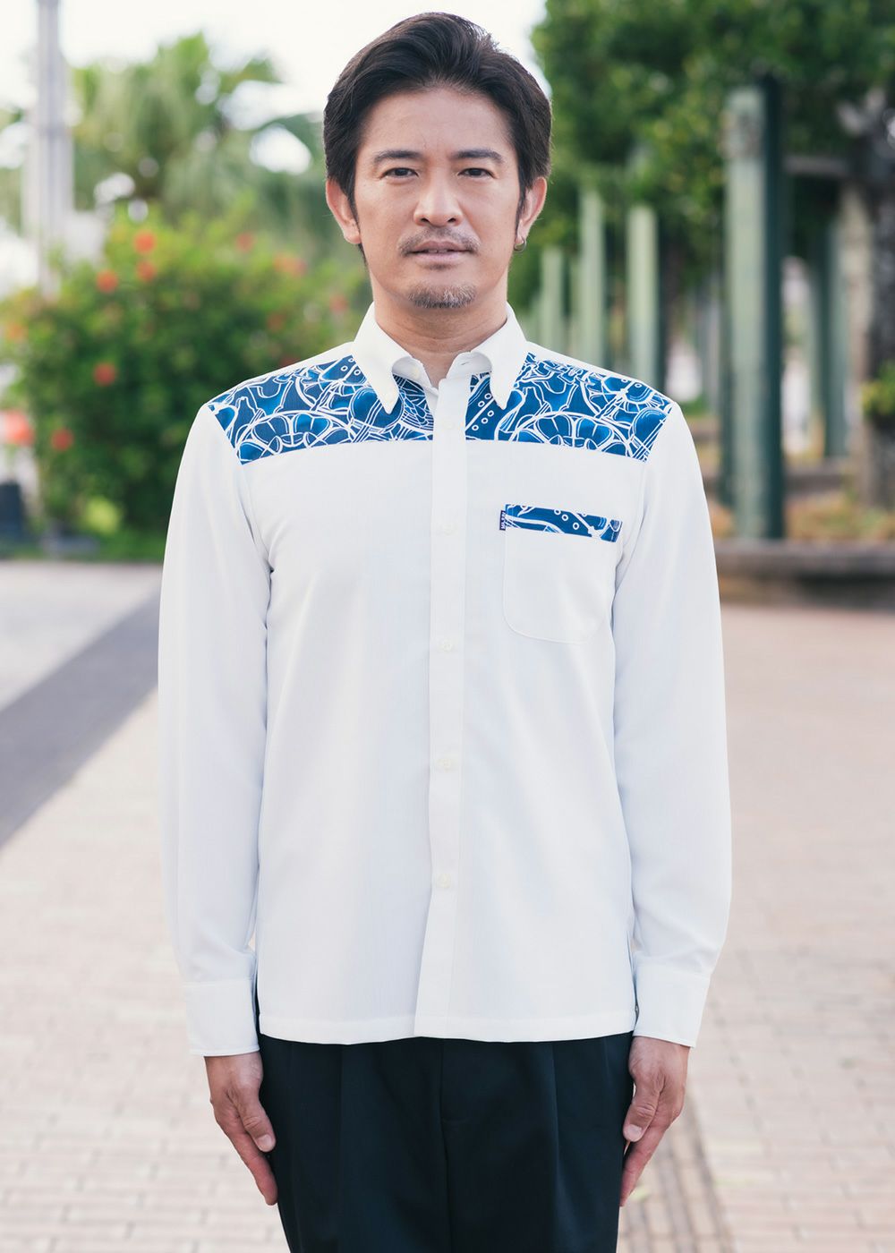 組踊文様L/S | かりゆしウェア（沖縄版アロハシャツ）専門店：MAJUN