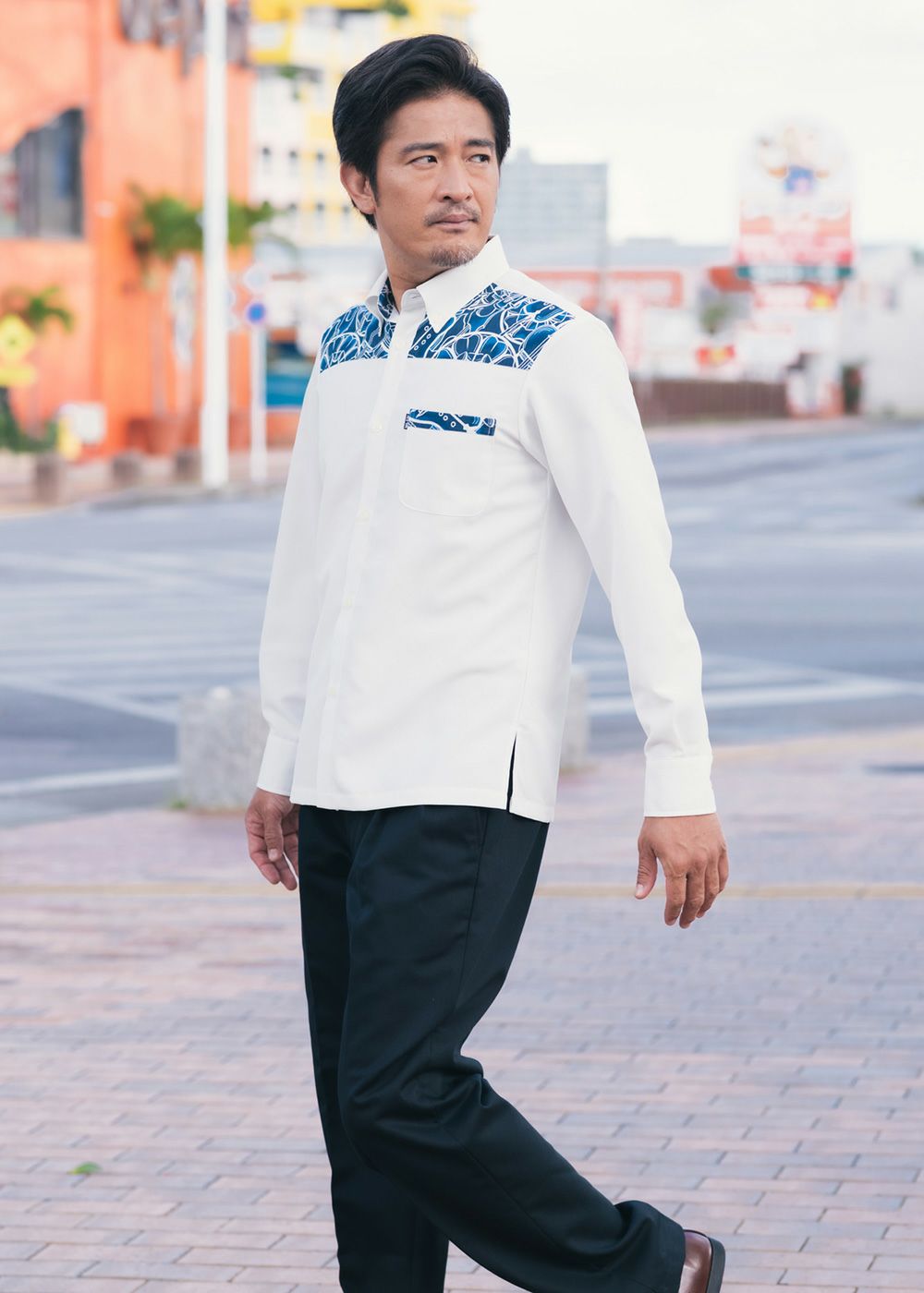 組踊文様L/S | かりゆしウェア（沖縄版アロハシャツ）専門店：MAJUN