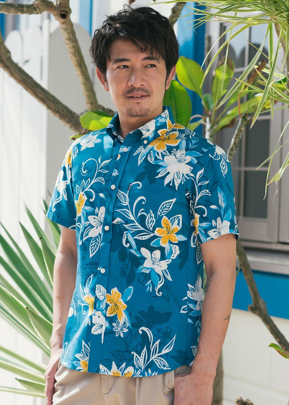 yuka レア柄77circa リメイクアロハ試着のみ ナナナナサーカ( 77circa ) MAKE CUTBACK HEM POKET ALOHA SHIRT