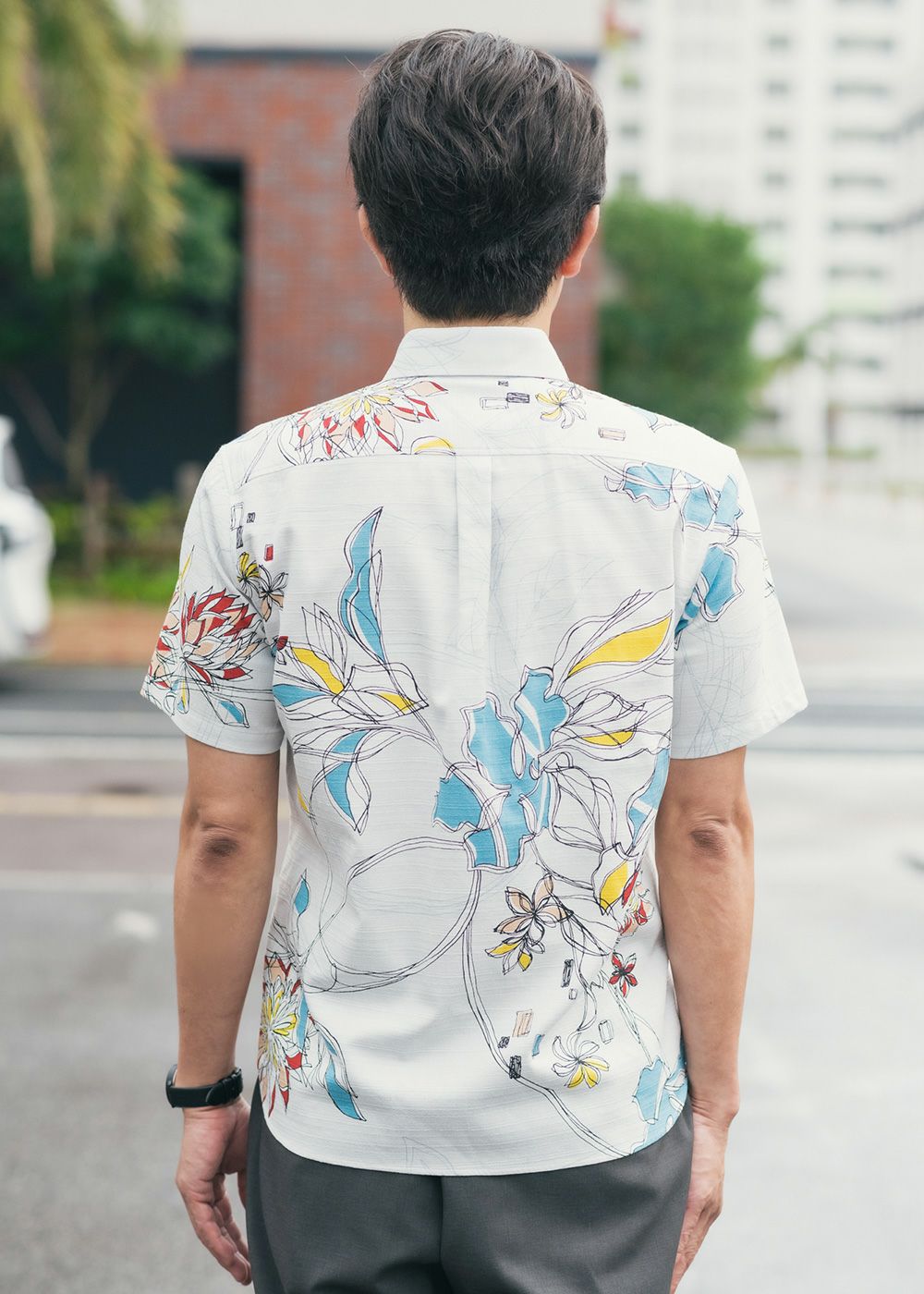 **しろくま**men's MAJUN かりゆしウェアＬサイズ　アロハ ファインブロッサム | かりゆしウェア（沖縄版アロハシャツ）専門店
