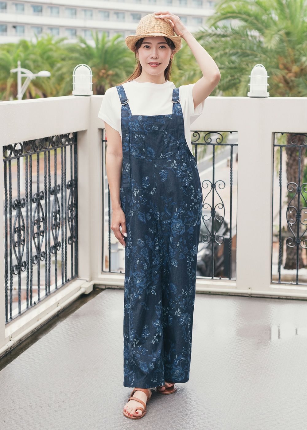 Chevon FC限定 DUA・RHYTHM 刺繍プルオーバー 青 L 琉球更紗デニム（サロペット） | かりゆしウェア（沖縄版アロハシャツ