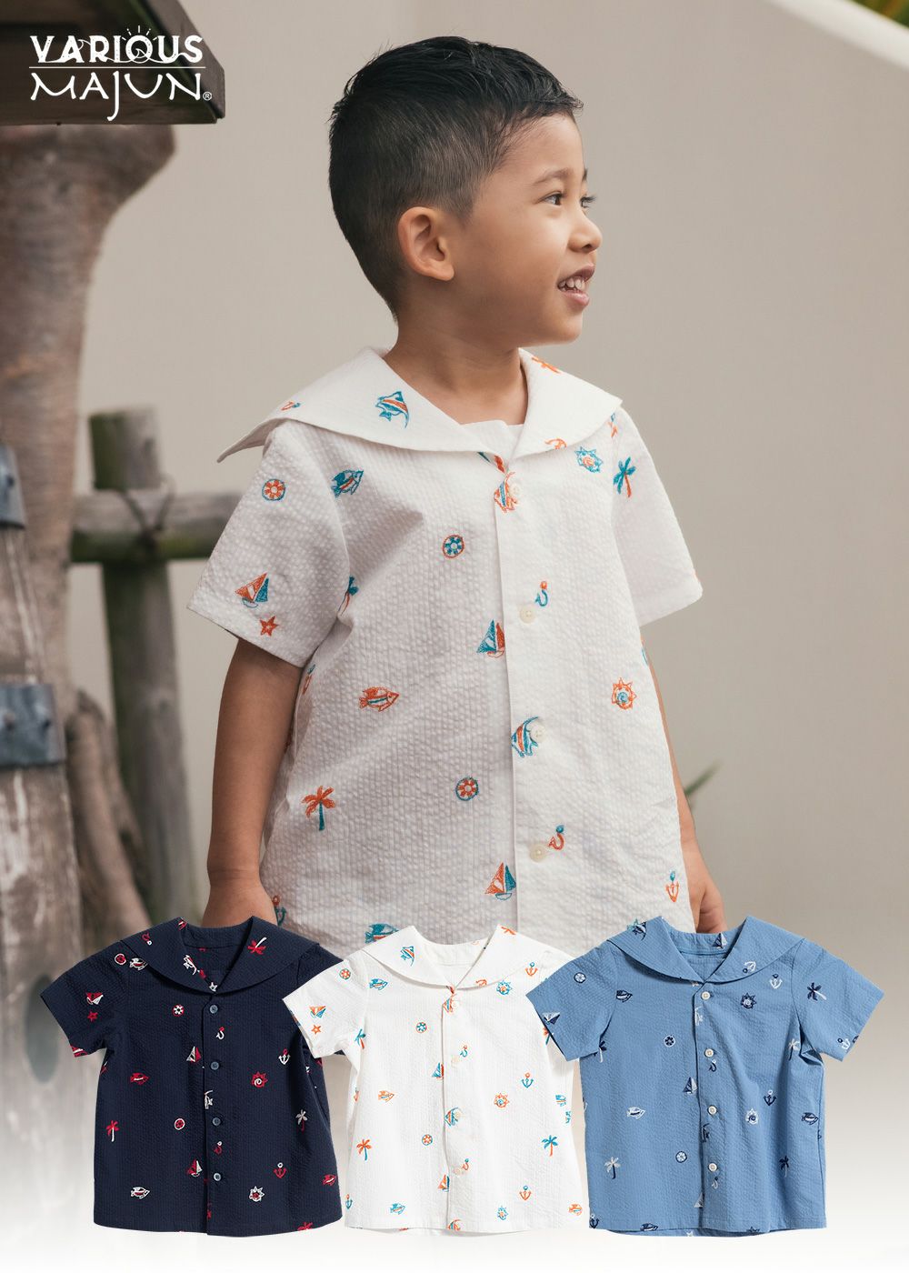 美品　MAJUN OKINAWA ボタニカルコルサージ　かりゆしウェア ブラウス LADIES'】ボタニカルコルサージ | かりゆしウェア（沖縄版アロハシャツ