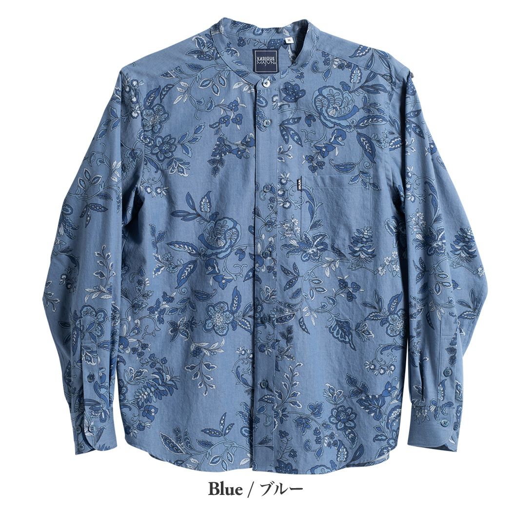 琉球更紗デニムL/S | かりゆしウェア（沖縄版アロハシャツ）専門店