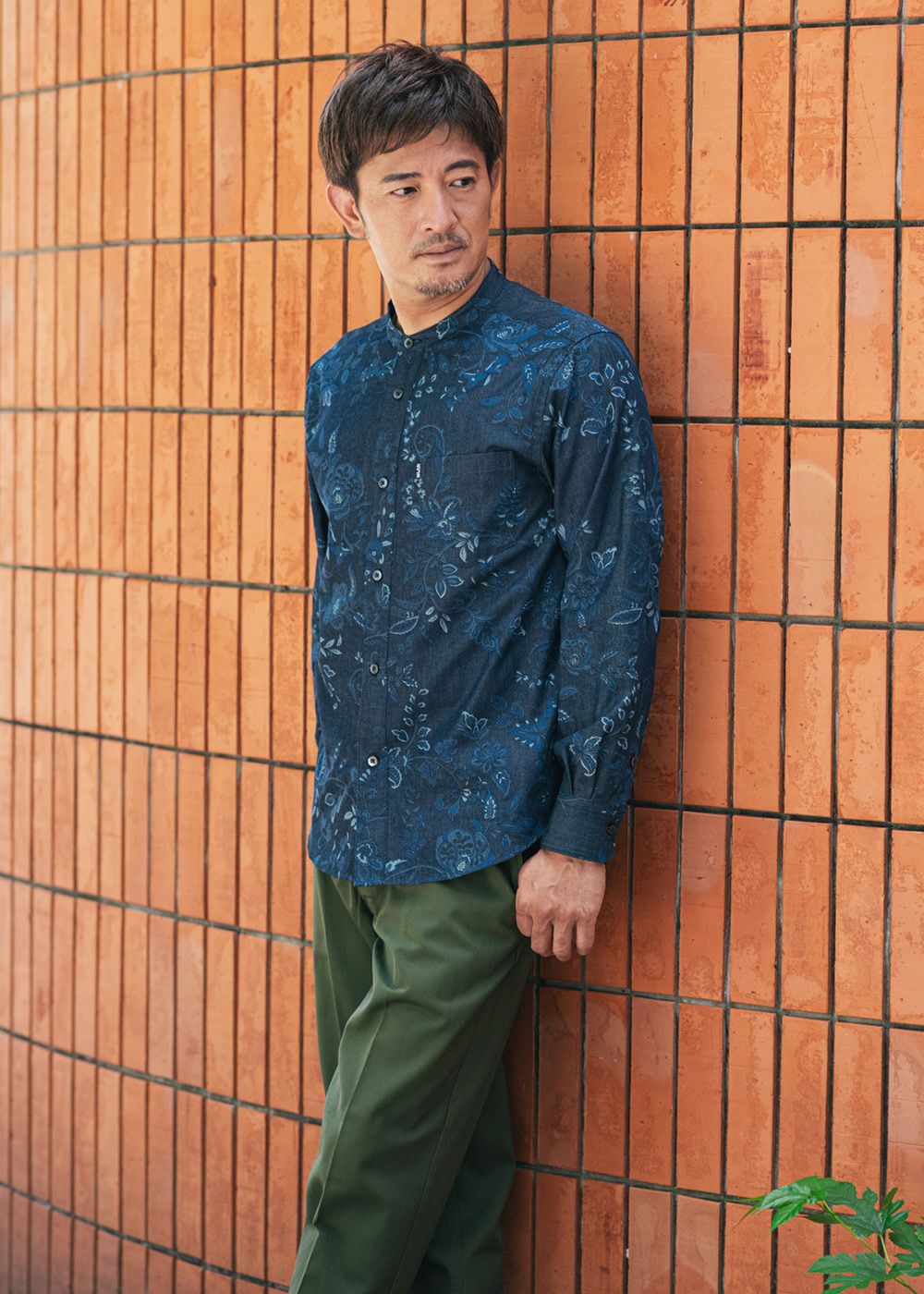 琉球更紗デニムL/S | かりゆしウェア（沖縄版アロハシャツ）専門店